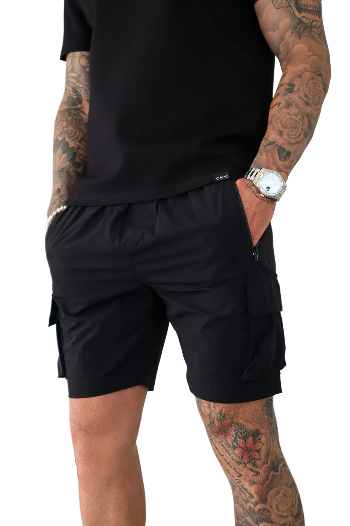 CAPO Lightweight Black Cargo Shorts